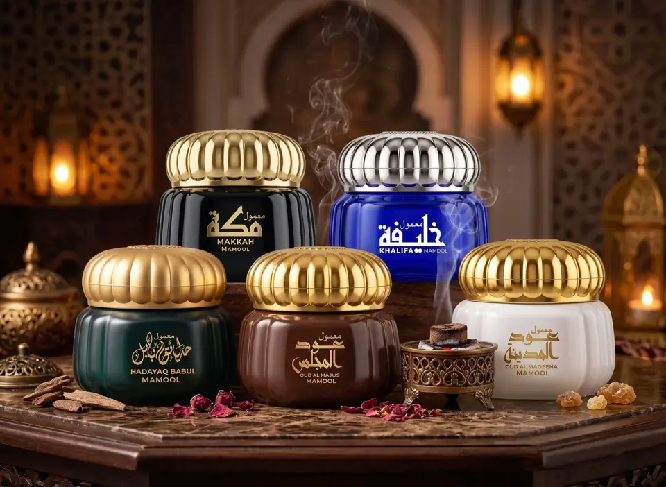 Damas Rose mamool jars including Makkah, Khalifa and Hadayaq Babul