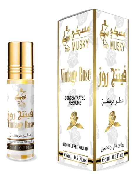 VINTAGE ROSE 6 ML ROLL-ON, Concentrated Perfume by Musky